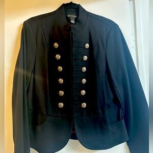 Inc black military styled jacket with silver crest buttons. Size XL
